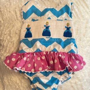 Cinderella Smocked a lot, Girls Bathing Suit size 9 months